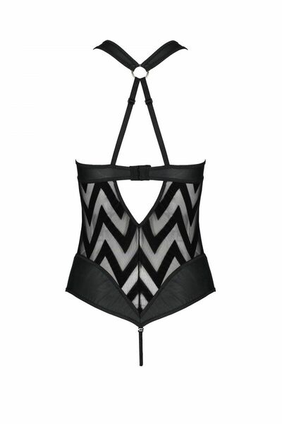 Сетчатый боди с халтером и ритмичным рисунком Hima Body black S/M - Passion