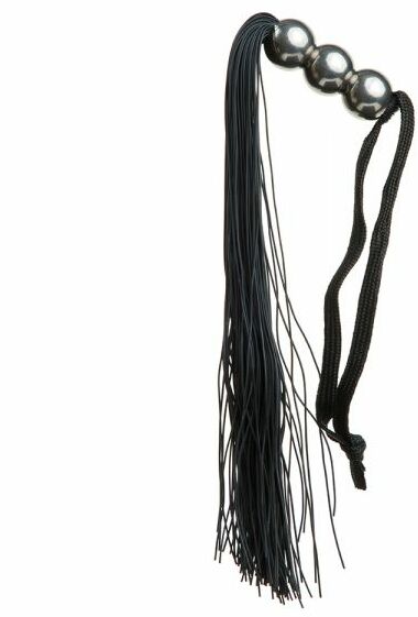 F61431 Плетка из силикона ручка 3 шарика FLOGGER BLACK METAL
