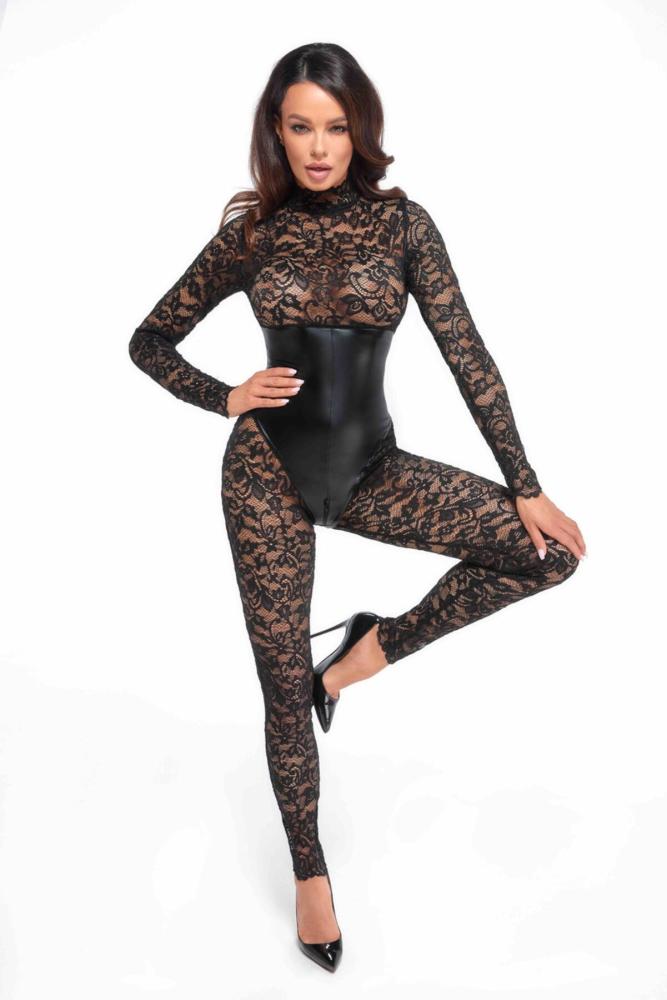 Комбинезон Noir Handmade F299 Enigma lace catsuit with underbust bodice
