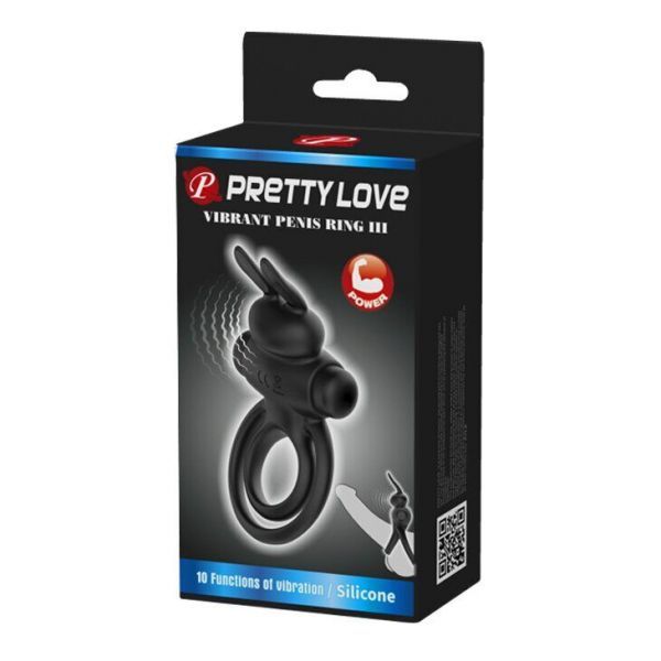 Эрекционное виброкольцо Vibrant penis ring III, Black