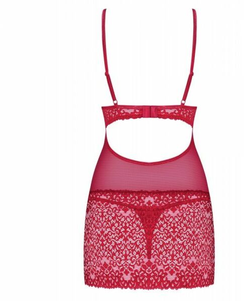 Cорочка Obsessive Lividia chemise & thong red S/M