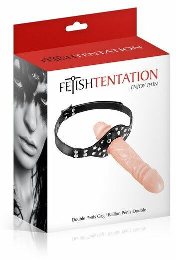 Кляп с двойным фаллоимитатором Fetish Tentation Double Penis Gag Flesh