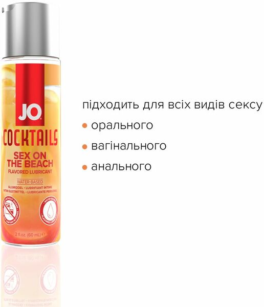 Лубрикант на водной основе System JO Cocktails - Sex on the Beach без сахара (60 мл)
