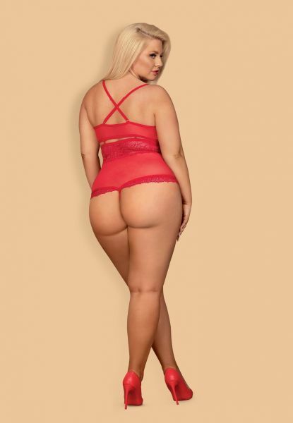 Боди Obsessive 838-TED-3 teddy opencrotch red XXL