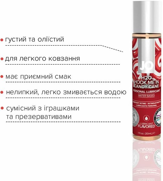 Лубрикант на водной основе System JO H2O – Candy Cane без сахара, растительный глицерин (30 мл)