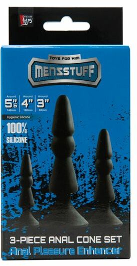 Набор анальных плагов MENZSTUFF 3-PIECE ANAL CONE SET BLACK