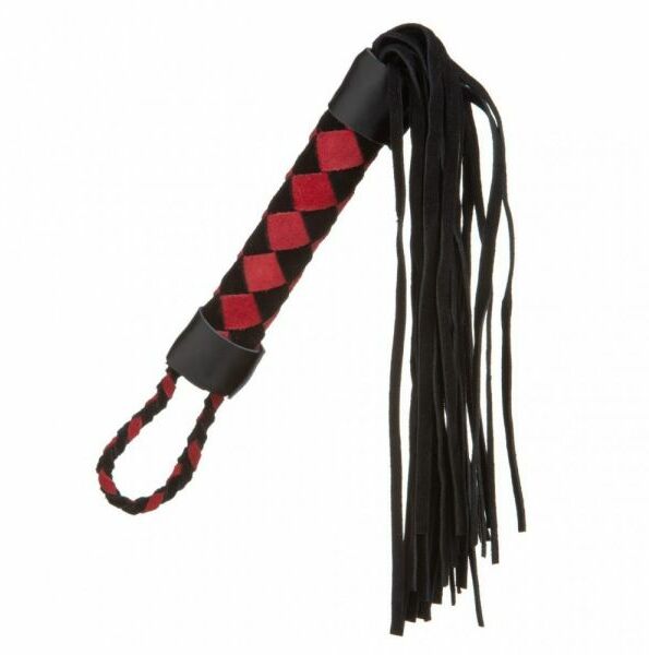 F61423 Плетка из экокожи и замши ромб FLOGGER BLACK/RED