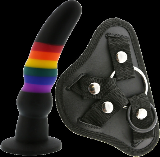 Страпон женский радужный COLOURFUL LOVE STRAP ON SOLID DILDO