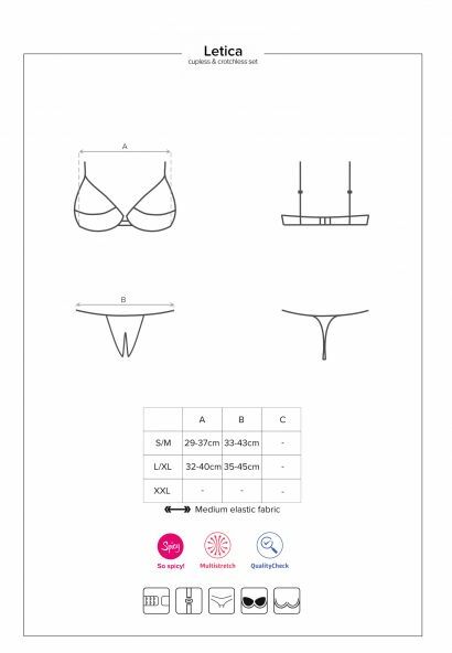 Комплект Obsessive Letica 2 pcs cupless set black S/M