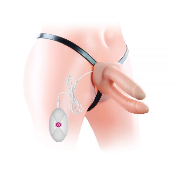 Страпон двойной с вибрацией Unisex Hollow Strap On Vibrating