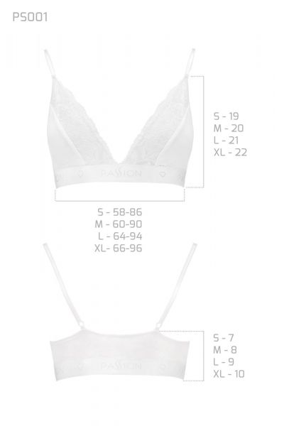 Эластичный топ с кружевом Passion PS001 TOP white, size M
