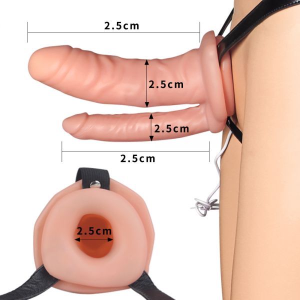 Страпон двойной с вибрацией Unisex Hollow Strap On Vibrating