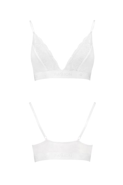 Эластичный топ с кружевом Passion PS001 TOP white, size S
