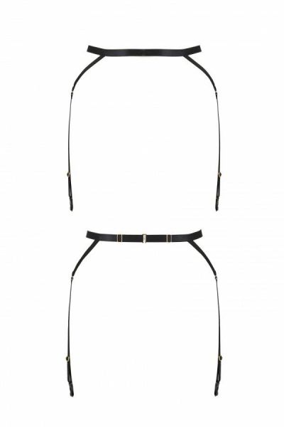 Пояс-стрепы с подвязками для чулок MEGGY GARTER BELT black L/XL - Passion Exclusive