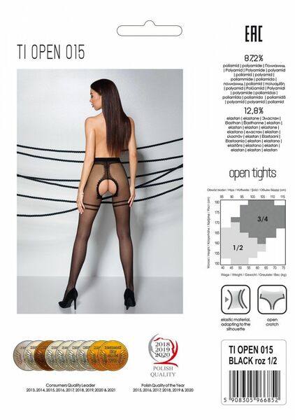 Колготки с открытым доступом Passion TIOPEN 015 black 3/4 (20 den), контрастная двойная резинка