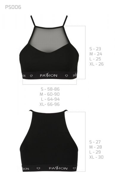Спортивный топ с прозрачной вставкой Passion PS006 TOP black, size L