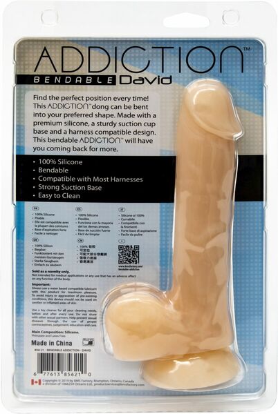 Фаллоимитатор ADDICTION - DAVID - 8" Bendable Silicone Dong