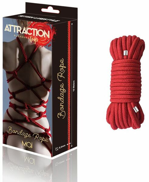 Веревка для BDSM BTB Bondage Rope Red, длина 10 м, диаметр 65 мм, полиэстер