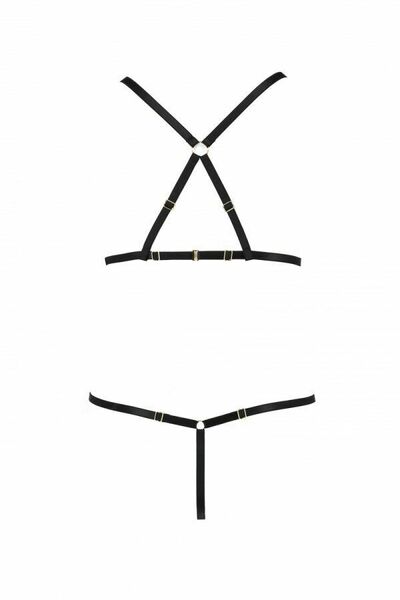 Комплект белья из стреп ARMANDA SET black L/XL - Passion Exclusive