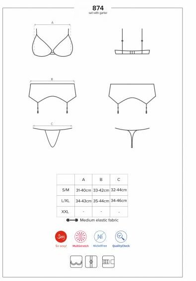 Комплект Obsessive 874-SEG-2 set 3-pcs L/XL