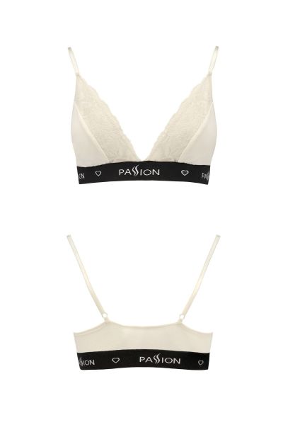 Эластичный топ с кружевом Passion PS001 TOP ecru, size S