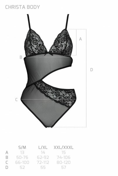 Боди с ажурным лифом Christa Body black S/M — Passion