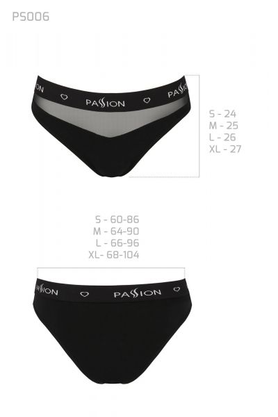 Трусики с прозрачной вставкой Passion PS006 PANTIES black, size L