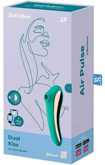 Вакуумный стимулятор с вибрацией Satisfyer Dual Kiss Green