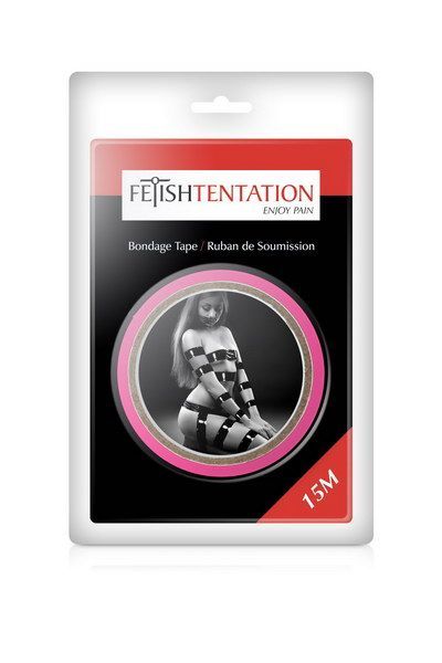 Скотч для бондажа Fetish Tentation Fuchsia (15м), не липнет к коже и волоскам, только сам к себе