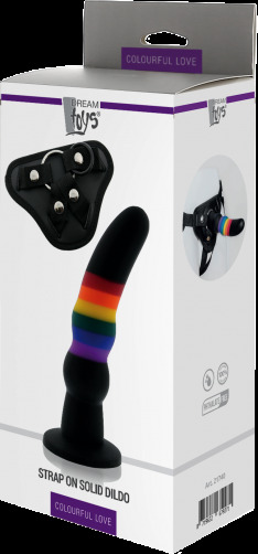 Страпон женский радужный COLOURFUL LOVE STRAP ON SOLID DILDO