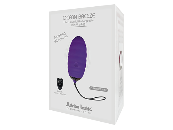 Виброяйцо Adrien Lastic Ocean Breeze Purple с пультом ДУ, 10 режимов работы