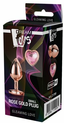 DT21791 Анальная пробка с сердцем GLEAMING LOVE ROSE GOLD PLUG LARGE