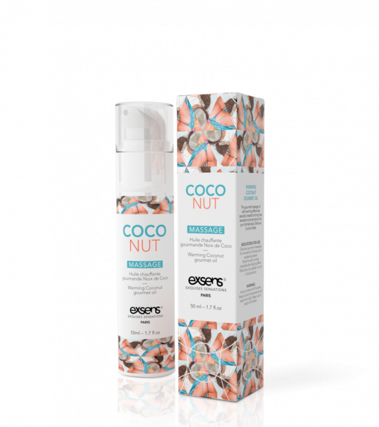 Массажное масло EXSENS Coconut 50мл разогревающее, без сахара, без парабенов, съедобное