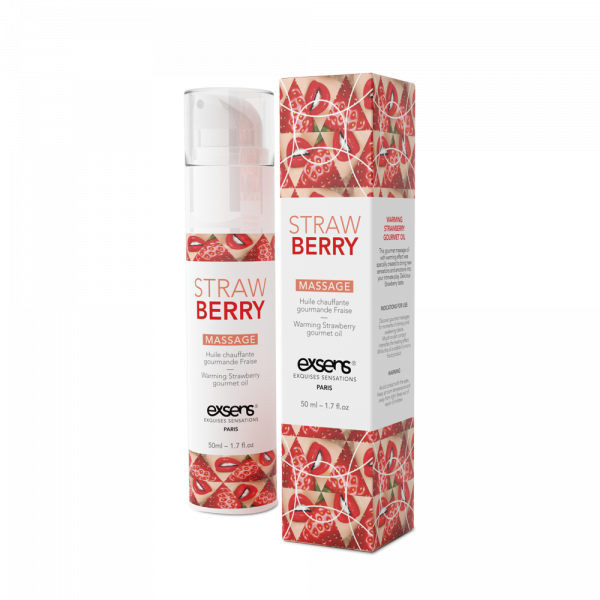 Массажное масло EXSENS Strawberry 50мл разогревающее, без сахара, без парабенов, съедобное