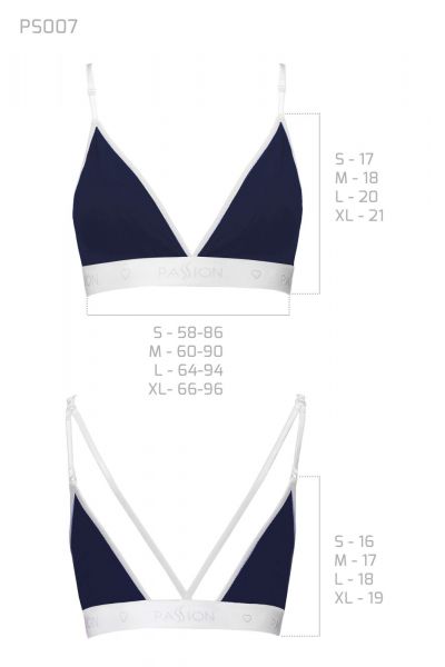 Спортивный топ с двойными бретелями Passion PS007 TOP navy blue, size XL