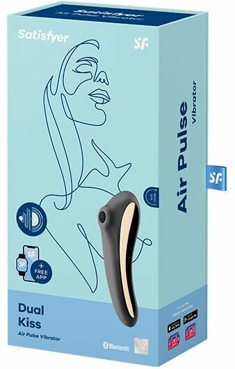 Вакуумный стимулятор с вибрацией Satisfyer Dual Kiss Black