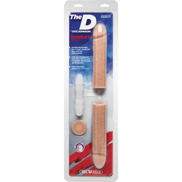 Фаллоимитатор двойной Doc Johnson The D - Double D - 16 Inch - ULTRASKYN, диаметр 4,4см, Vack-U-Lock