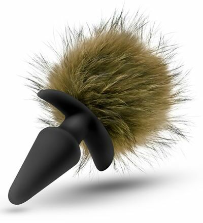 Анальная пробка с помпоном POM PLUGS BROWN
