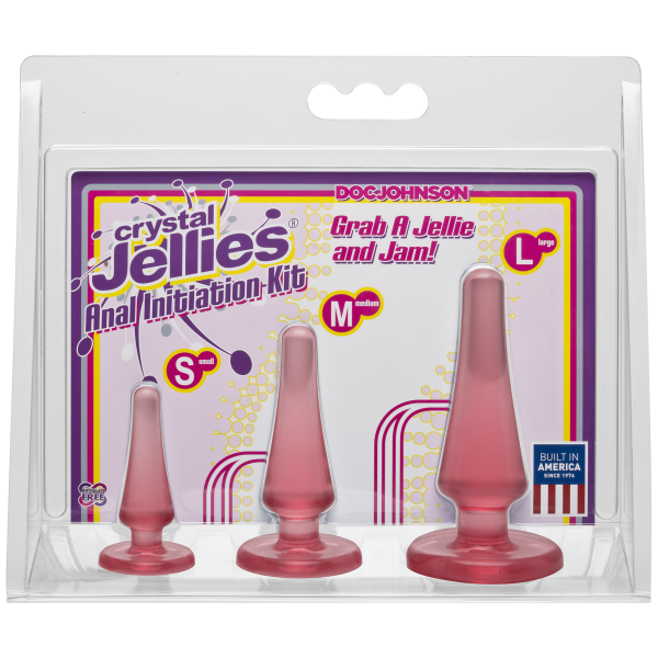 Набор анальных пробок Doc Johnson Crystal Jellies - Pink, макс. диаметр 2см - 3см - 4см