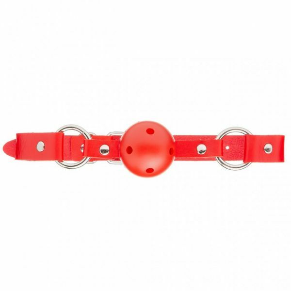 F61401 Кляп из экокожи BREATHABLE BALL GAG RED