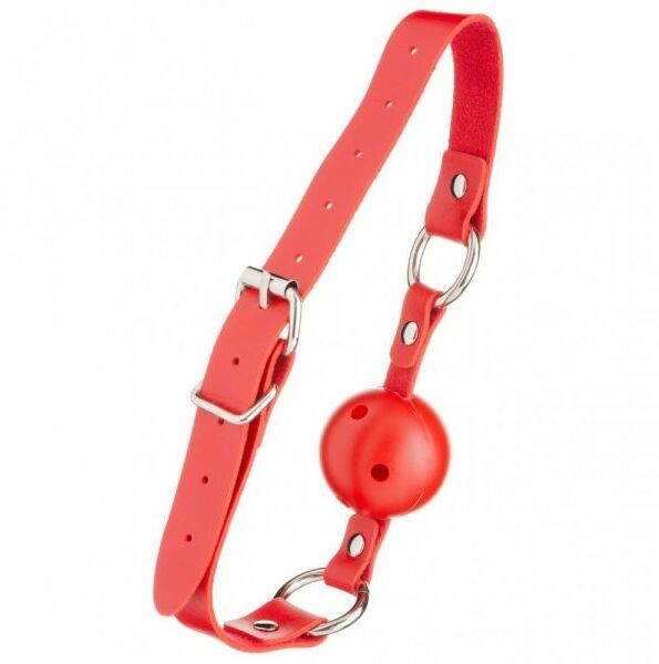 F61401 Кляп из экокожи BREATHABLE BALL GAG RED