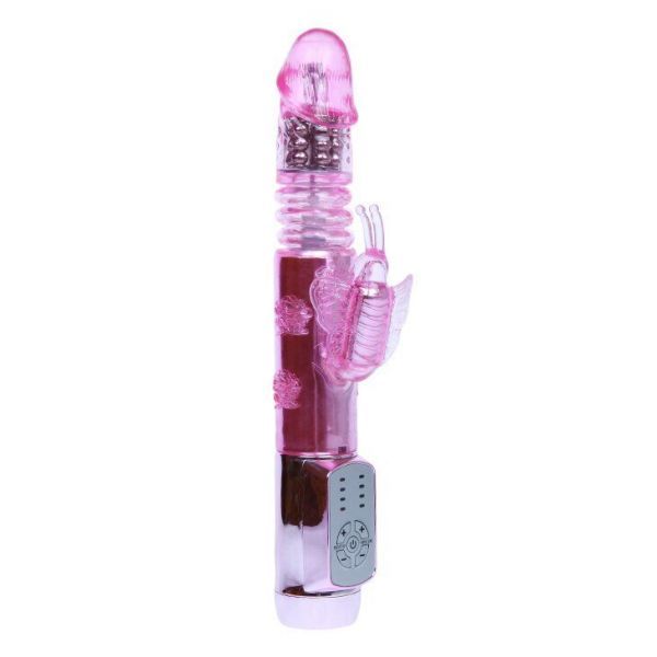 Вибратор с стимулятором клитора Throbbing Butterfly, Light Pink
