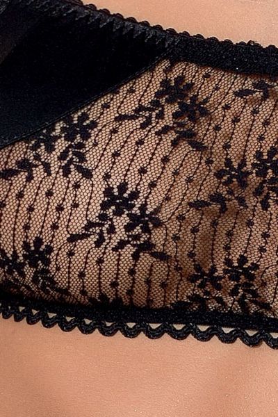 Комплект белья PETRA SET black L/XL - Passion Exclusive: стринги, широкий пояс, лиф-топик