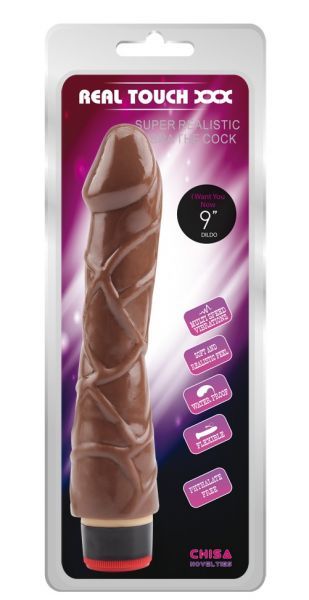 Вибромассажер 9” Vibe Cock, Brown