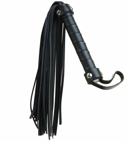 F61419 Плетка из экокожи c узкими хвостами FLOGGER BLACK