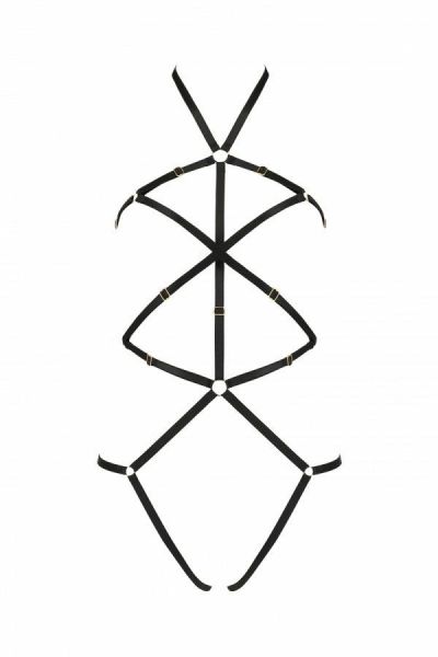 Портупея-боди из стреп IVENA black S/M - Passion Exclusive