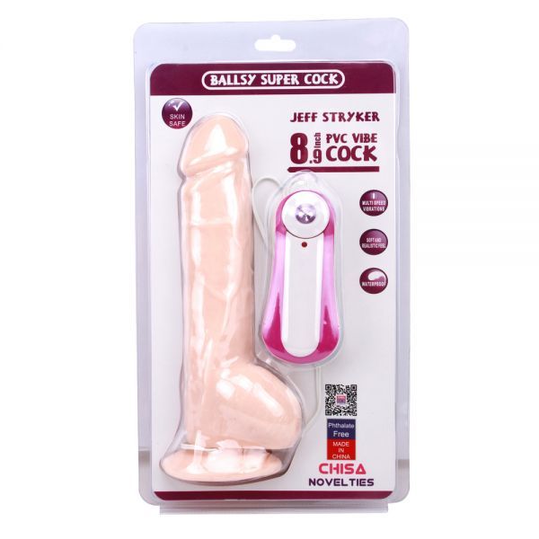 Вибромассажер JEFF STRYKER 8.9" Vibrating Dildo, Flesh