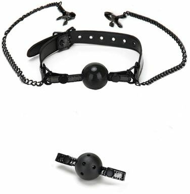 Кляп с зажимами для сосков WHIPSMART DIAMOND BLACK