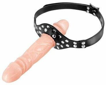 Кляп с двойным фаллоимитатором Fetish Tentation Double Penis Gag Flesh