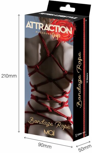 Веревка для BDSM BTB Bondage Rope Red, длина 10 м, диаметр 65 мм, полиэстер
